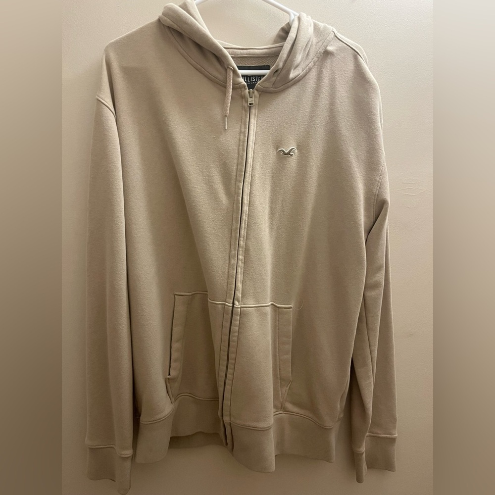 Beige Zip-Up Sweater